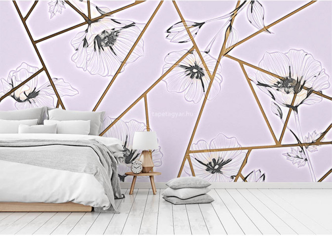 Design tapéta -Pastel purple florals with concept mix effect